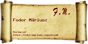 Fodor Máriusz névjegykártya